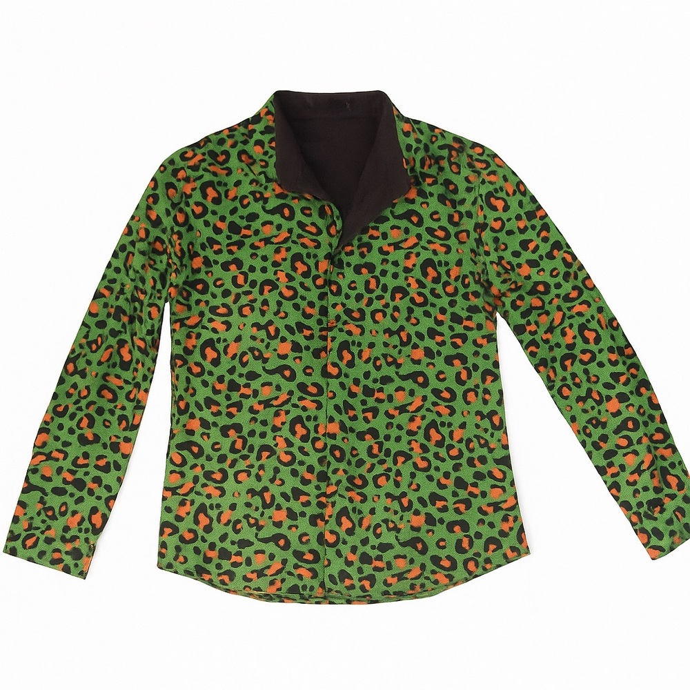 Green and Orange Leopard Print Shirt